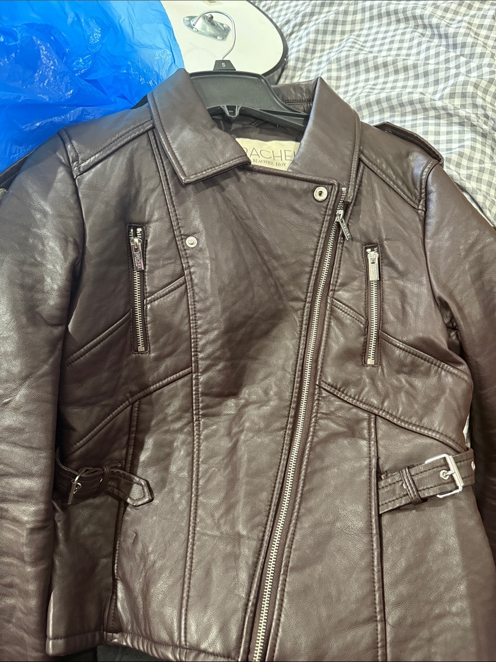 Rachel Dark Brown Asymmetrical Leather Moto Jacket